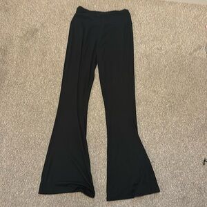 black flared leggings